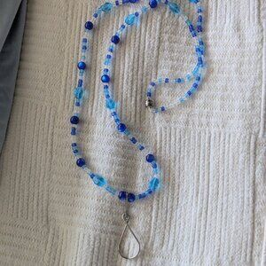 Handmade Glass Bead ID lanyard - Shades of Blue